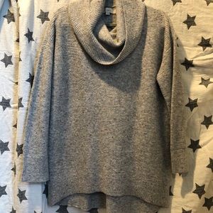 LOFT speckled grey cowl neck sweater
